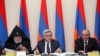 Armenia - President Serzh Sarkisian (C) chairs a meeting of the Board of Trustees of the Hayastan All-Armenian Fund in Yerevan, 30May2012.