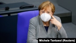 Գերմանիայի կանցլեր Անգելա Մերկելը Բունդեսթագում, Բեռլին, հունվար, 2021թ․